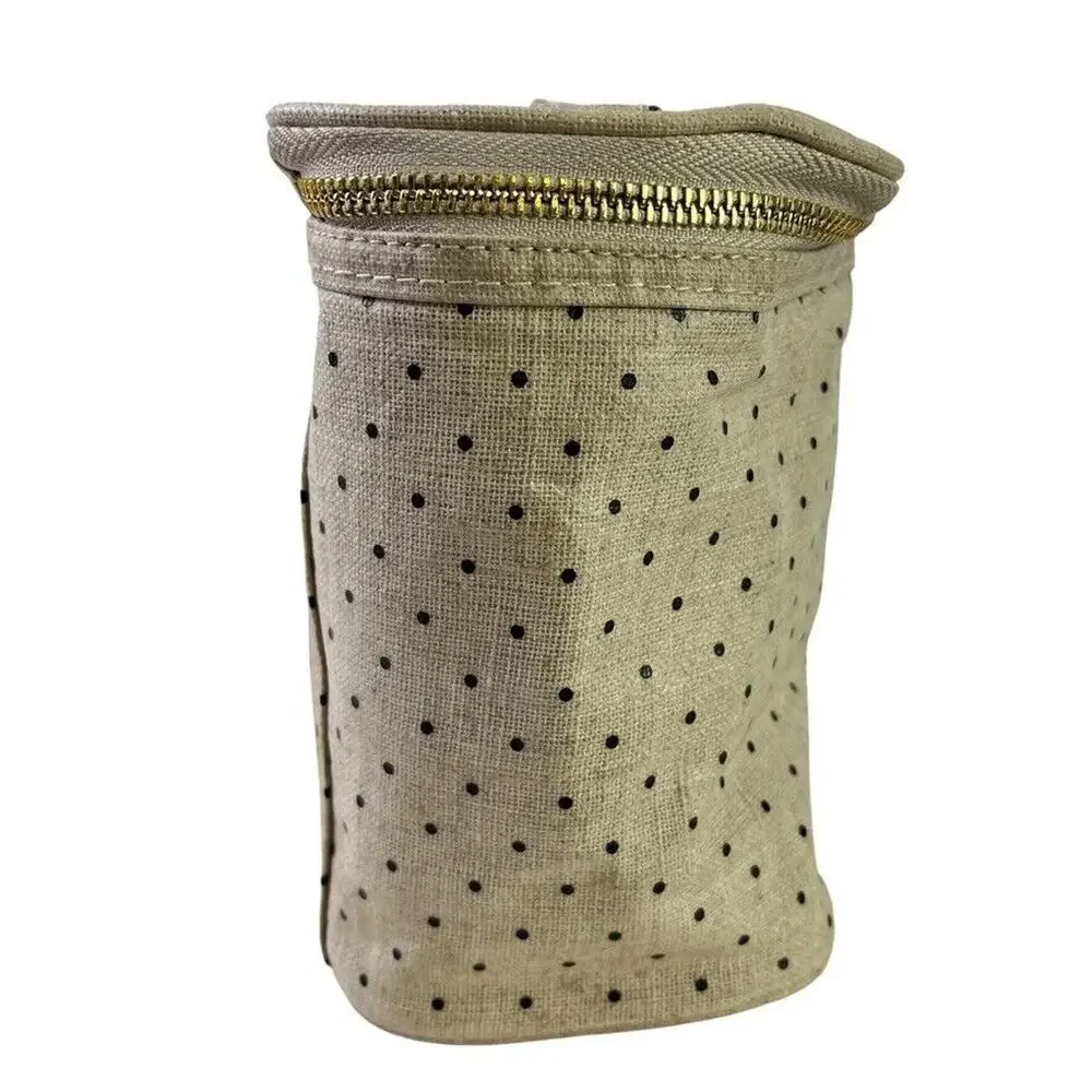 Kate Spade New York Out to Lunch Beige Black Polka Dot Tote Bag Handbag Cooler